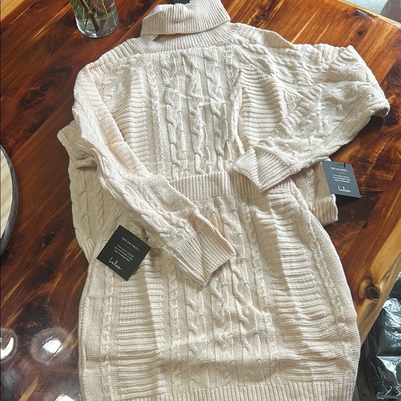 Lulu's Cream Cowl Neck Sweater with Cable Knit Design - Picture 1 of 4